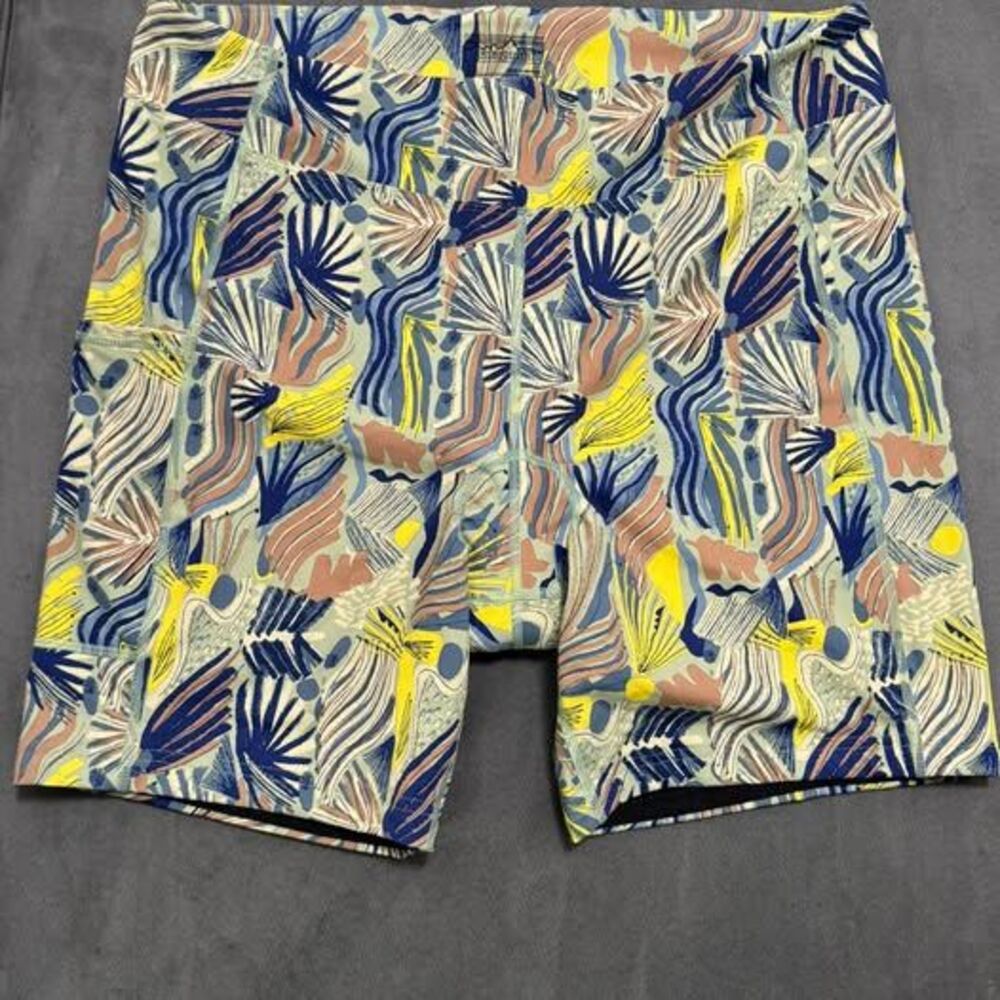 Patagonia Nether Bike Shorts Womens XL Yellow Blue